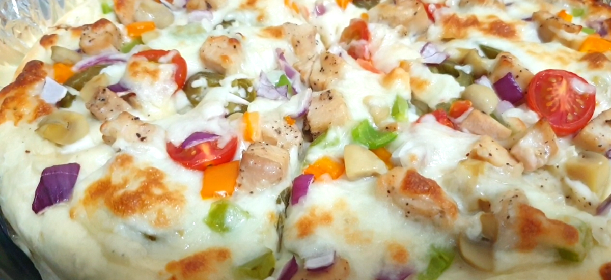 Rainbow Pizza with White Sauce