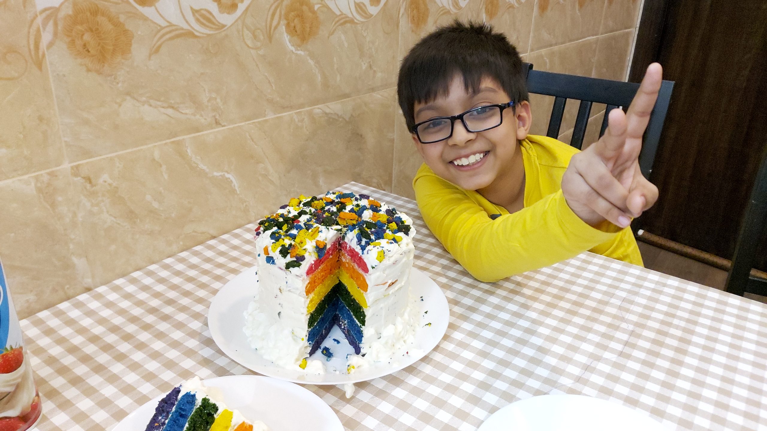 Rainbow Cake in Frying Pan