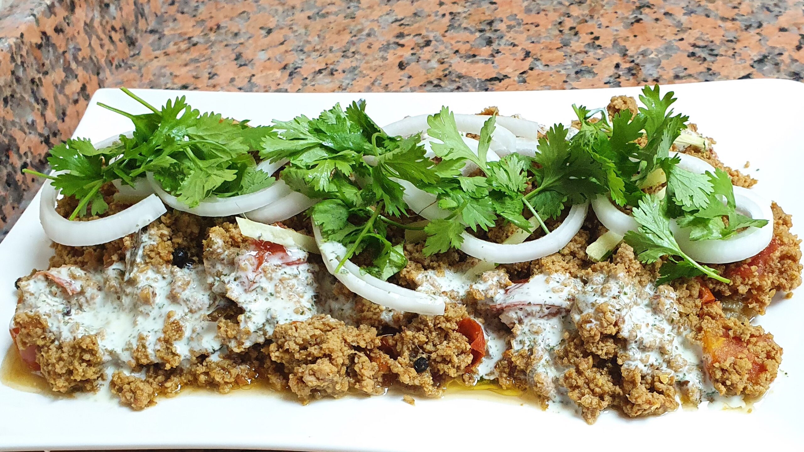 Bhuna Keema with Aloo Tikki Surprise (Spicy Minced Meat with potato cutlets)