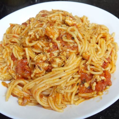 10 minute Chicken Spaghetti in Pressure Cooker