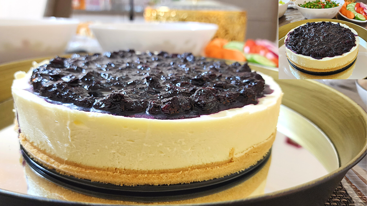 Super Easy No-Bake Blueberry Cheesecake (No gelatin, No egg, No Condensed Milk)