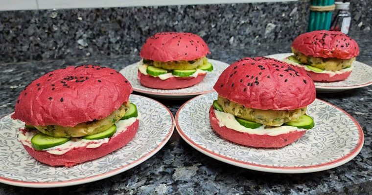 Beetroot Burger Buns made with Wheat flour